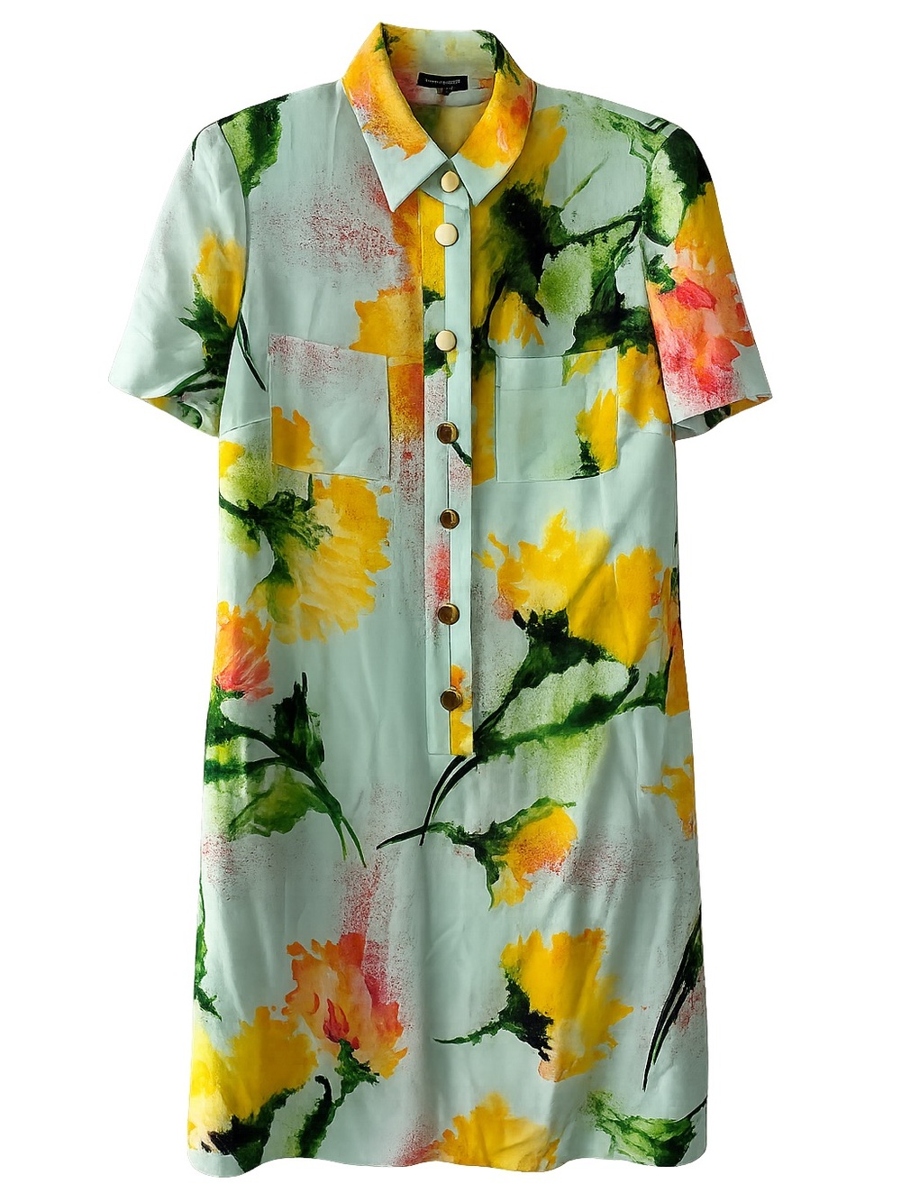 Escada "Dallinata" Mint Floral Viscose Shirt Dress - Size 38 like new